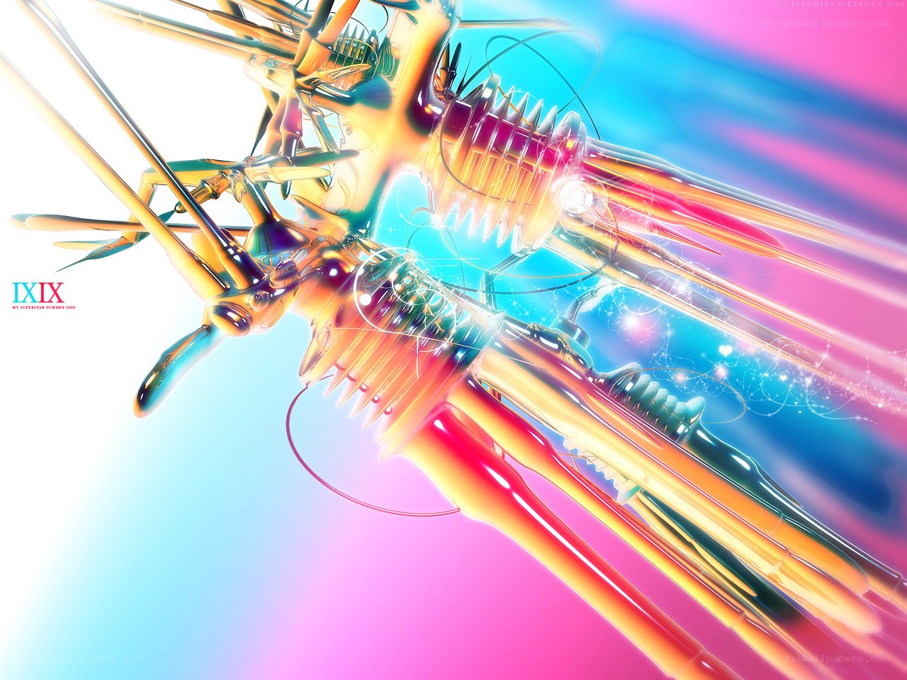 Abstract golden mechanical art