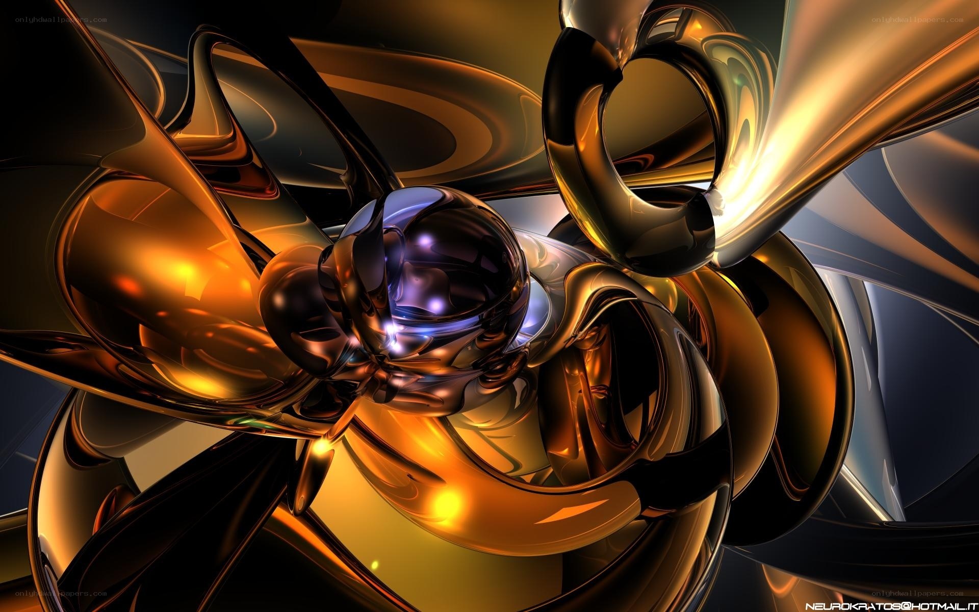 Abstract golden metallic sculpture