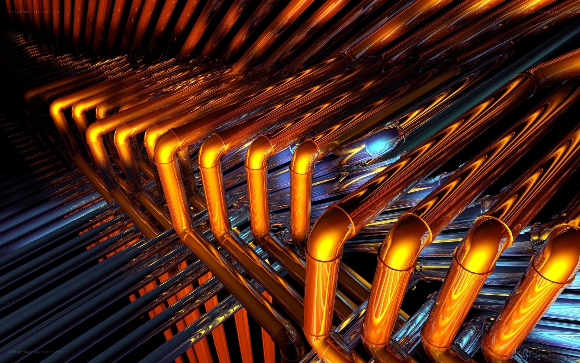 Abstract golden pipe tunnel
