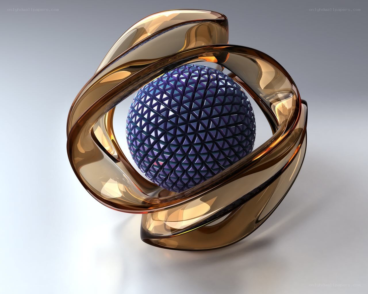abstract golden sculpture with sphere