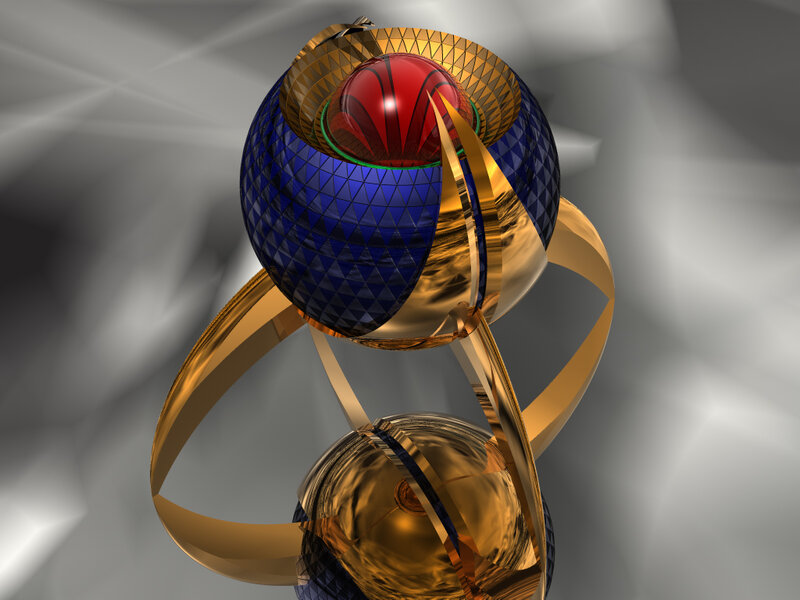abstract golden sphere sculpture