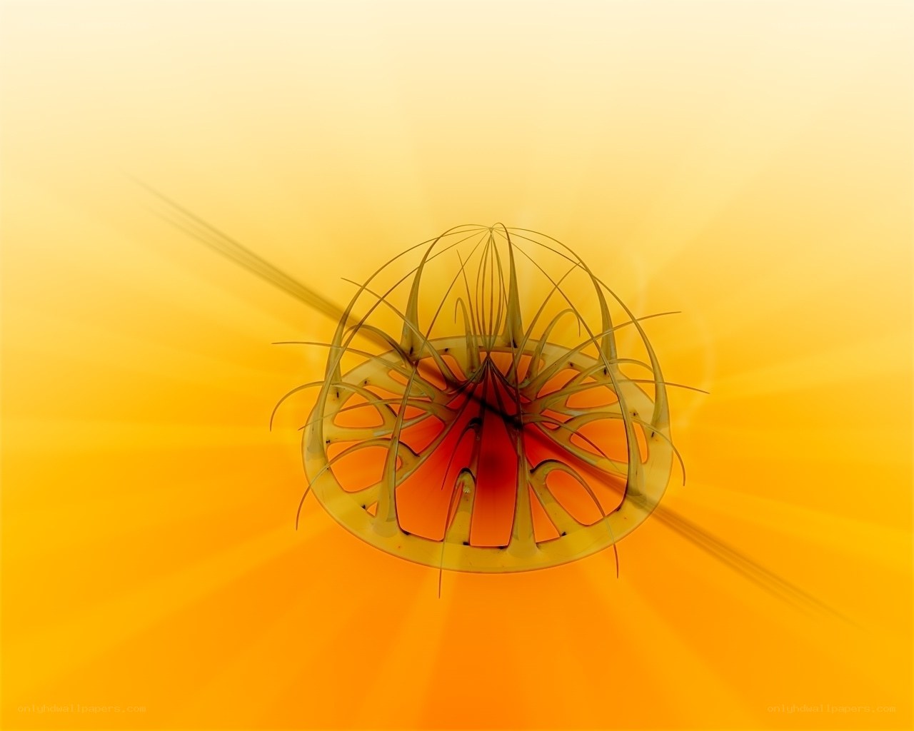 Abstract golden sphere with radiating lines