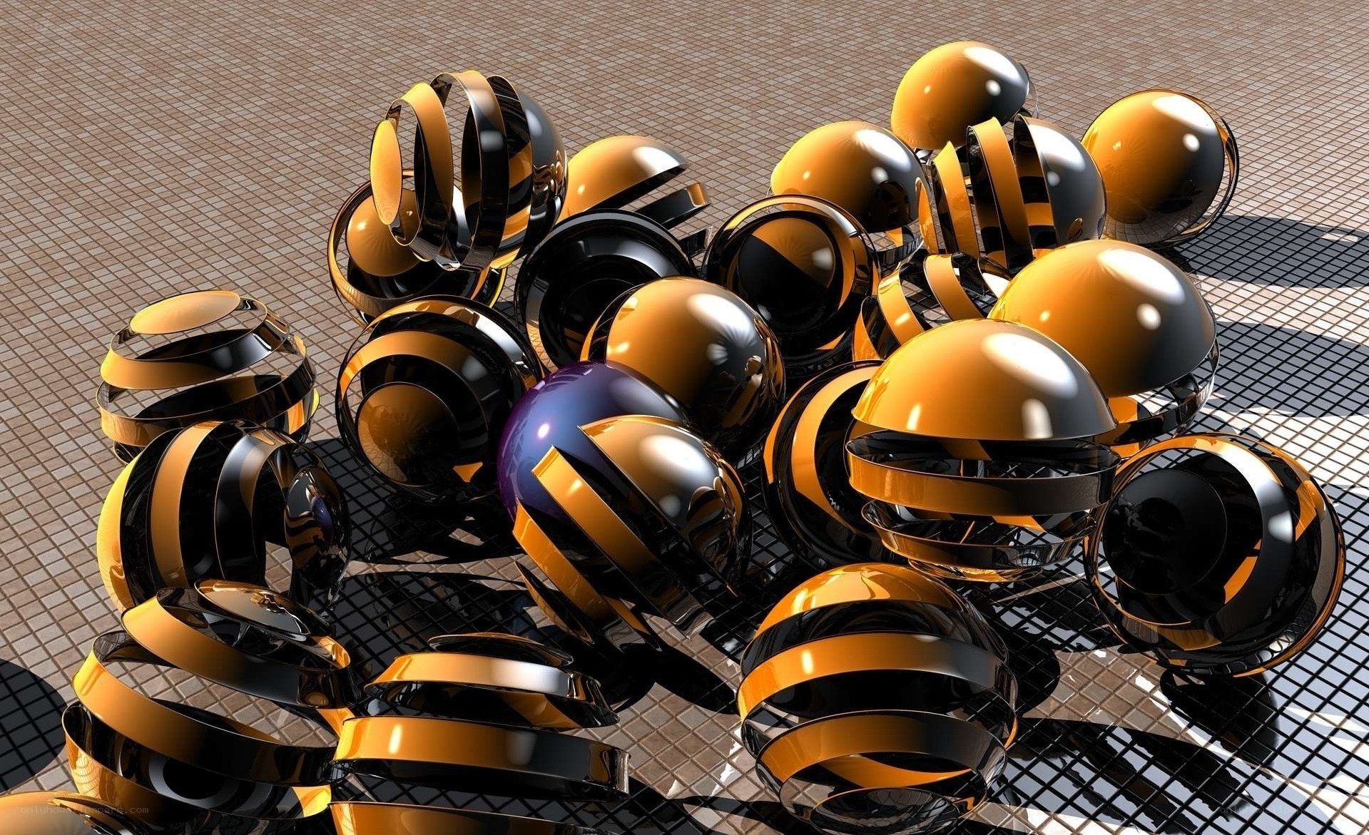 Abstract golden spheres on grid