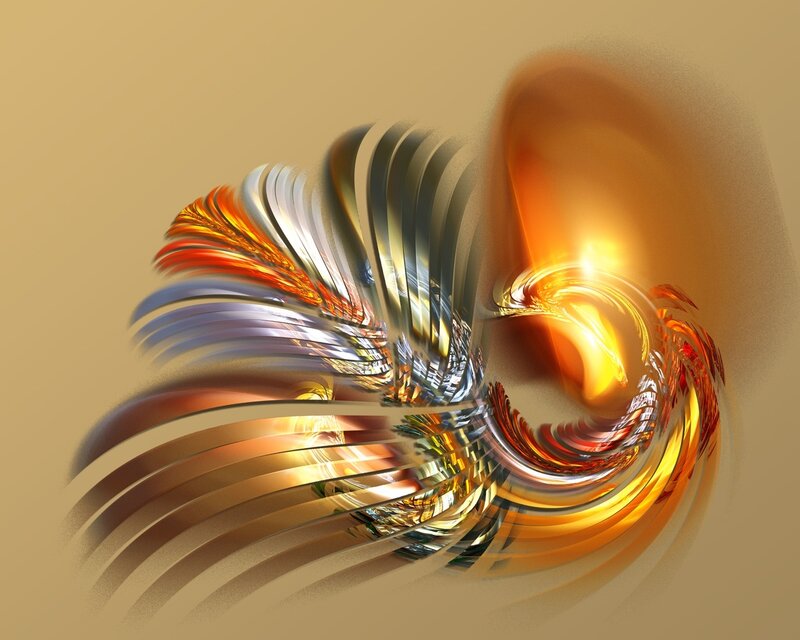 Abstract golden swirl art