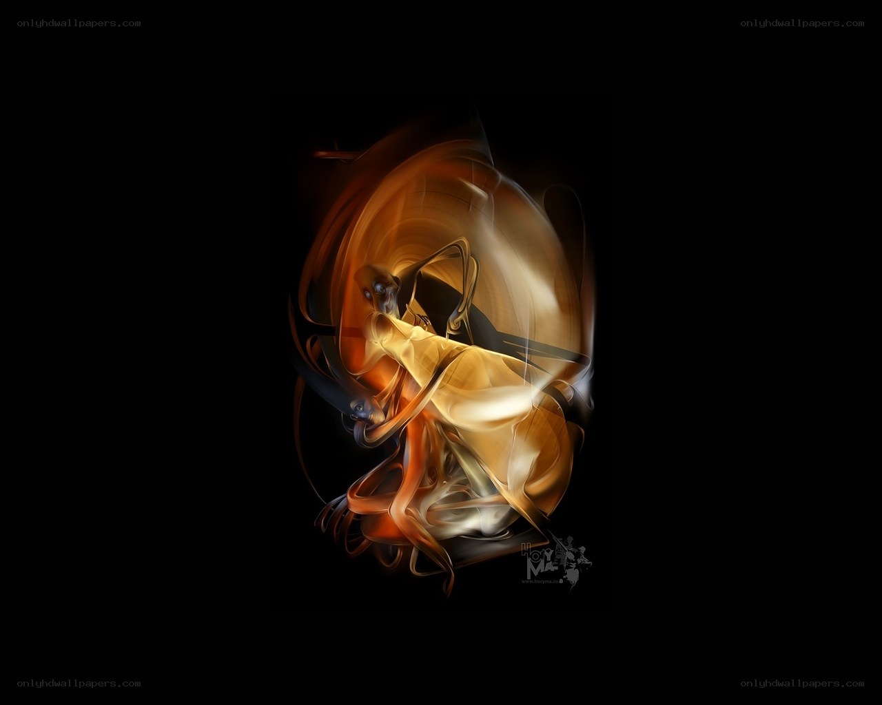 Abstract golden swirl art