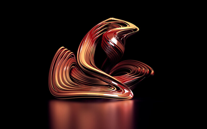 Abstract golden swirl sculpture