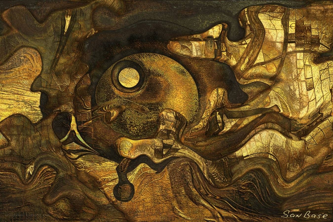 Abstract golden swirls and forms
