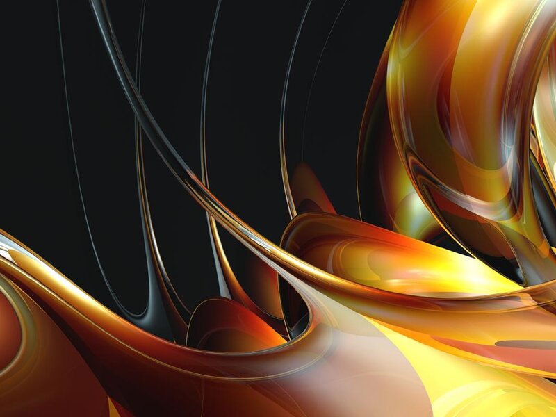 Abstract golden swirls on black