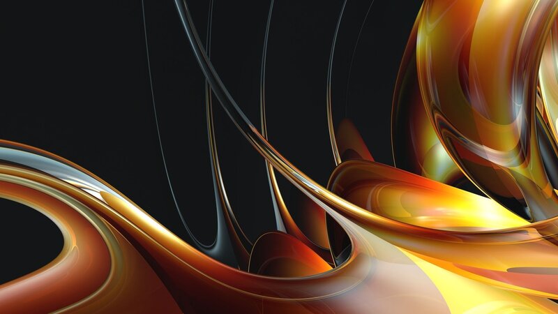 Abstract golden swirls on black