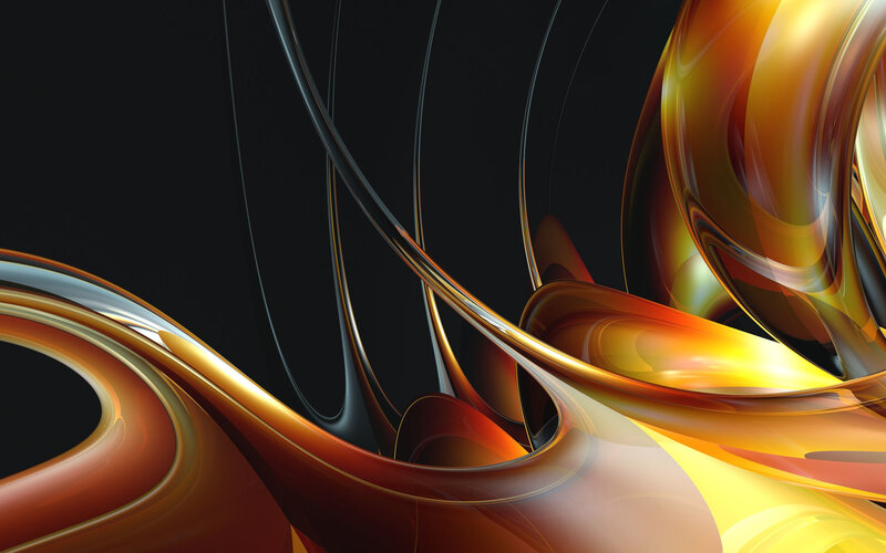 Abstract golden swirls on black