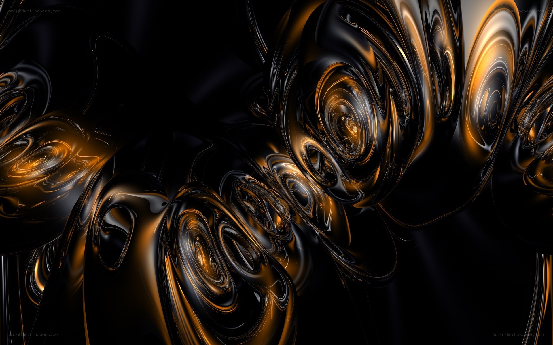 Abstract golden swirls on black