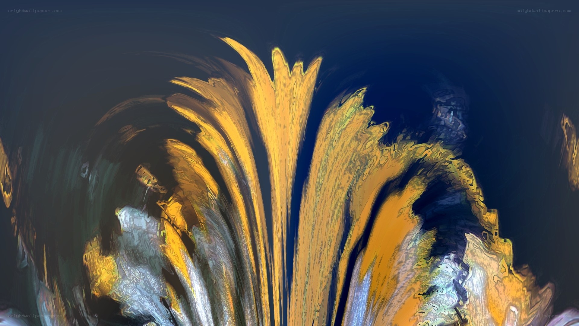Abstract golden swirls on dark background
