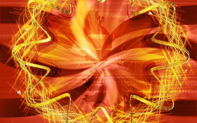 Abstract Golden Swirls — Red, Energetic