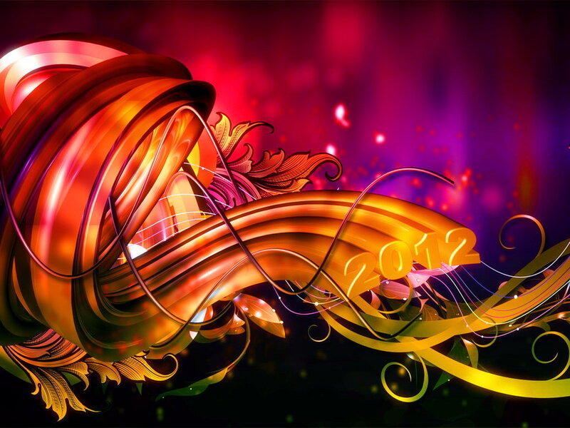 Abstract Golden Swirls — Red