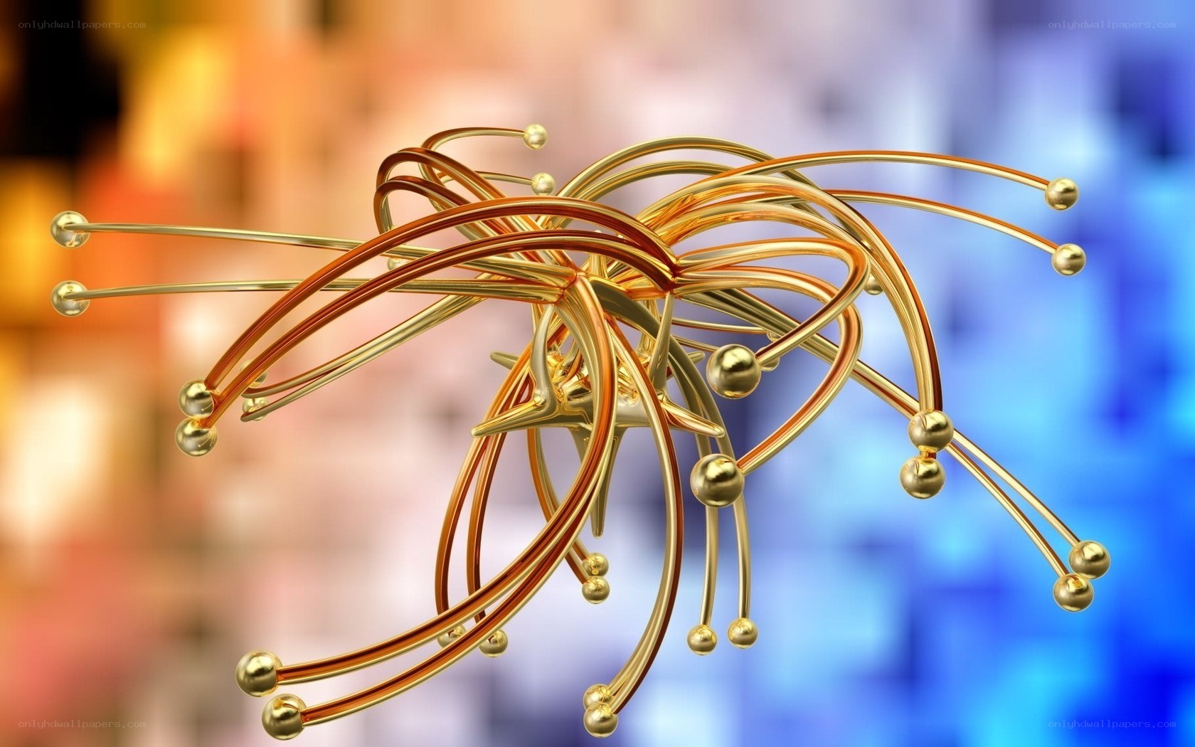 abstract golden wire sculpture