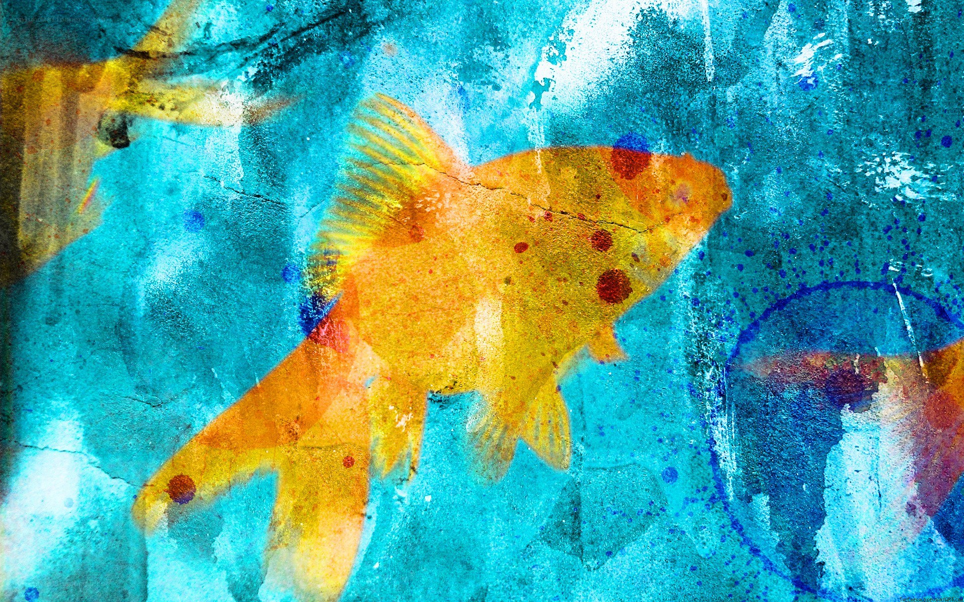 abstract goldfish painting