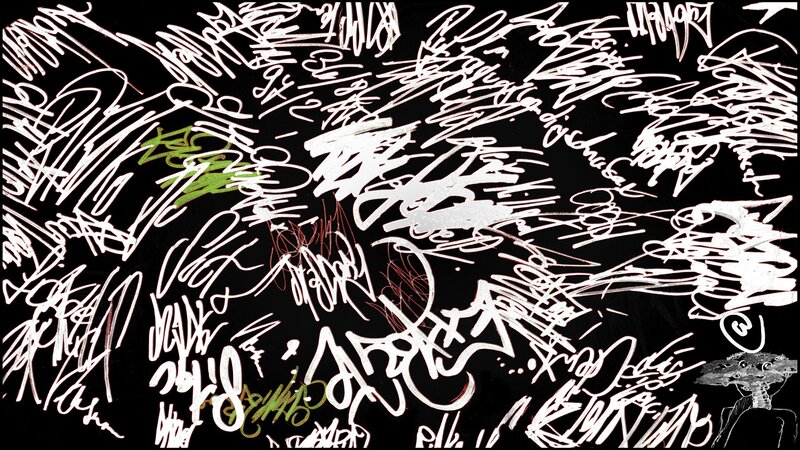 Abstract graffiti art on black background