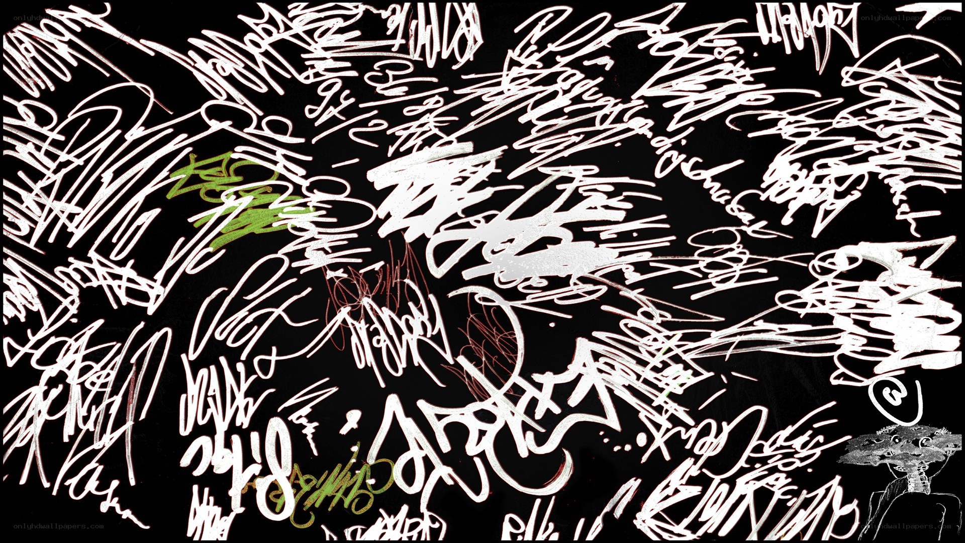 Abstract graffiti art on black background