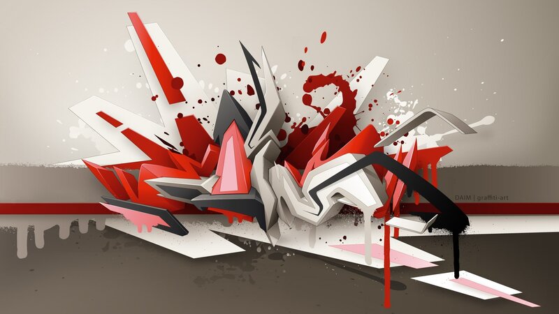 Abstract Graffiti Art — Red, Dynamic