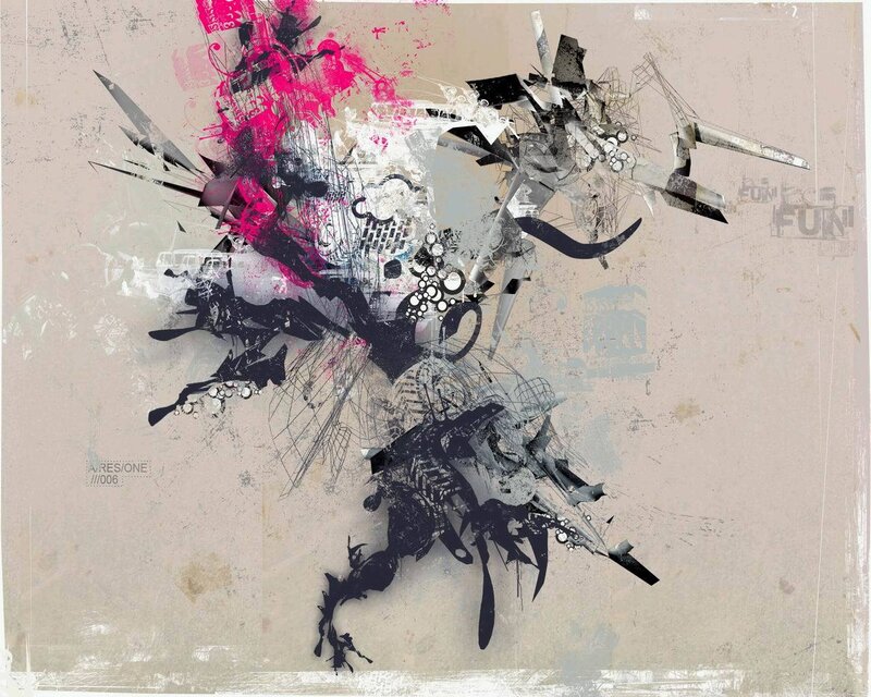 abstract graffiti art with pink and black