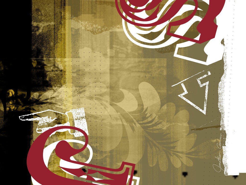 abstract graphic with red and gold elements