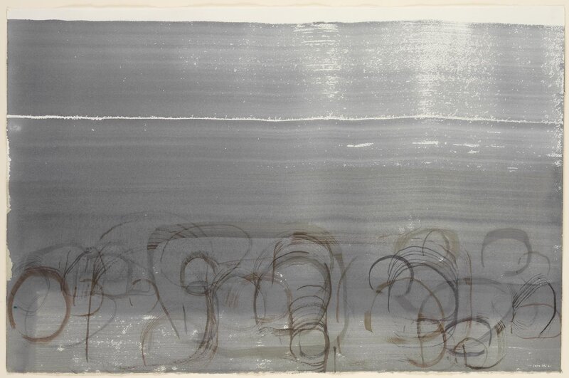 Abstract gray watercolor with brown swirls