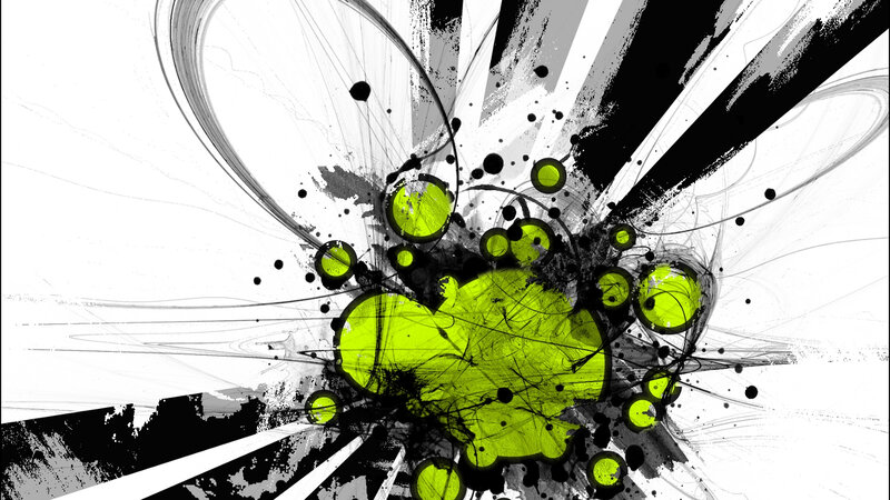 abstract green and black splatter art