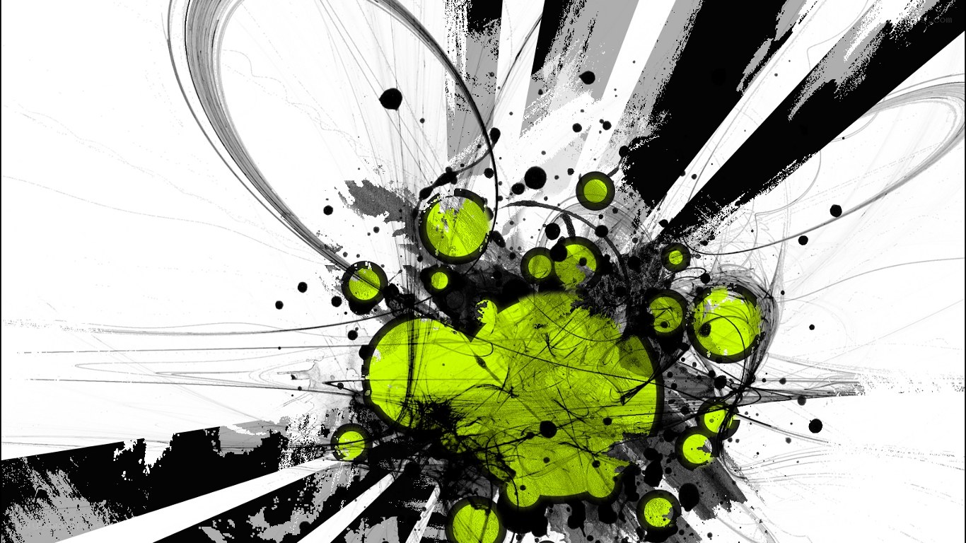 abstract green and black splatter art