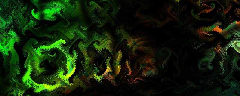 Abstract green and black swirls