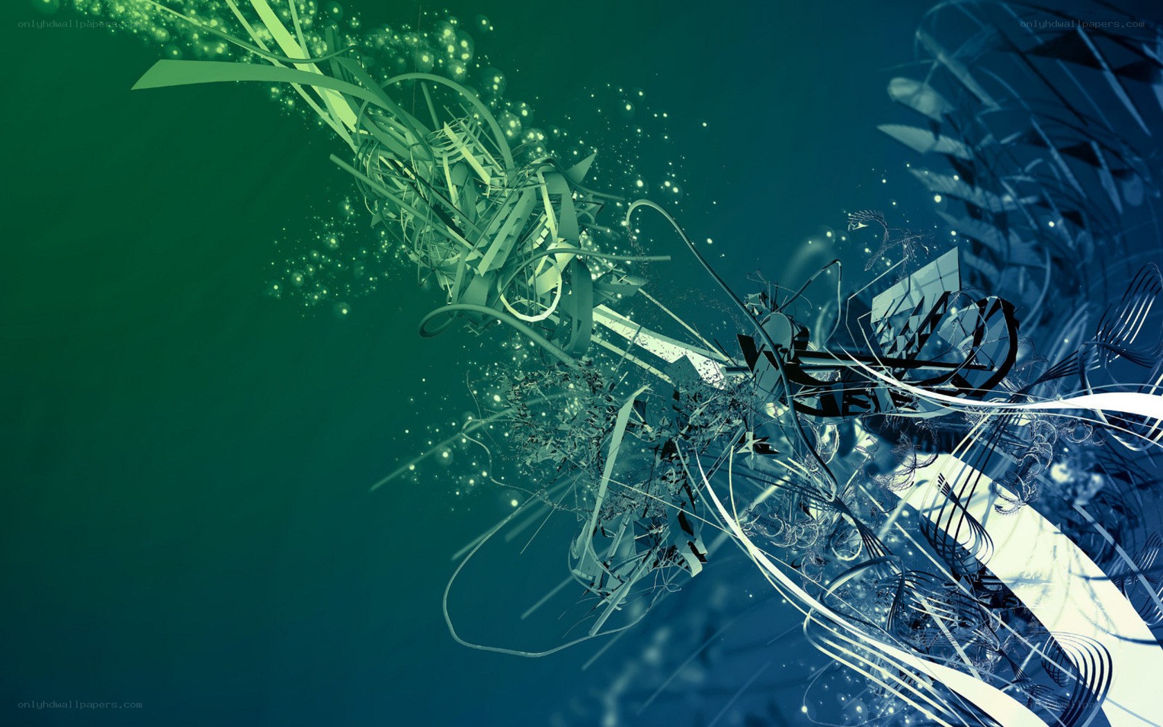 Abstract green and blue digital art