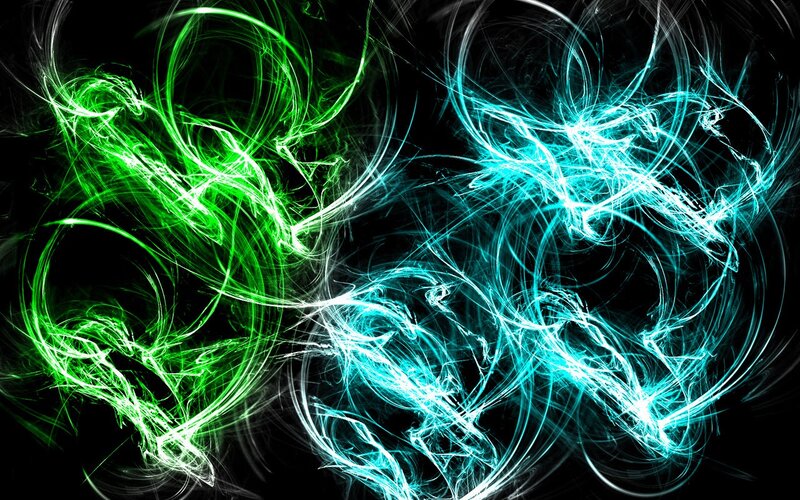 Abstract green and blue energy swirls