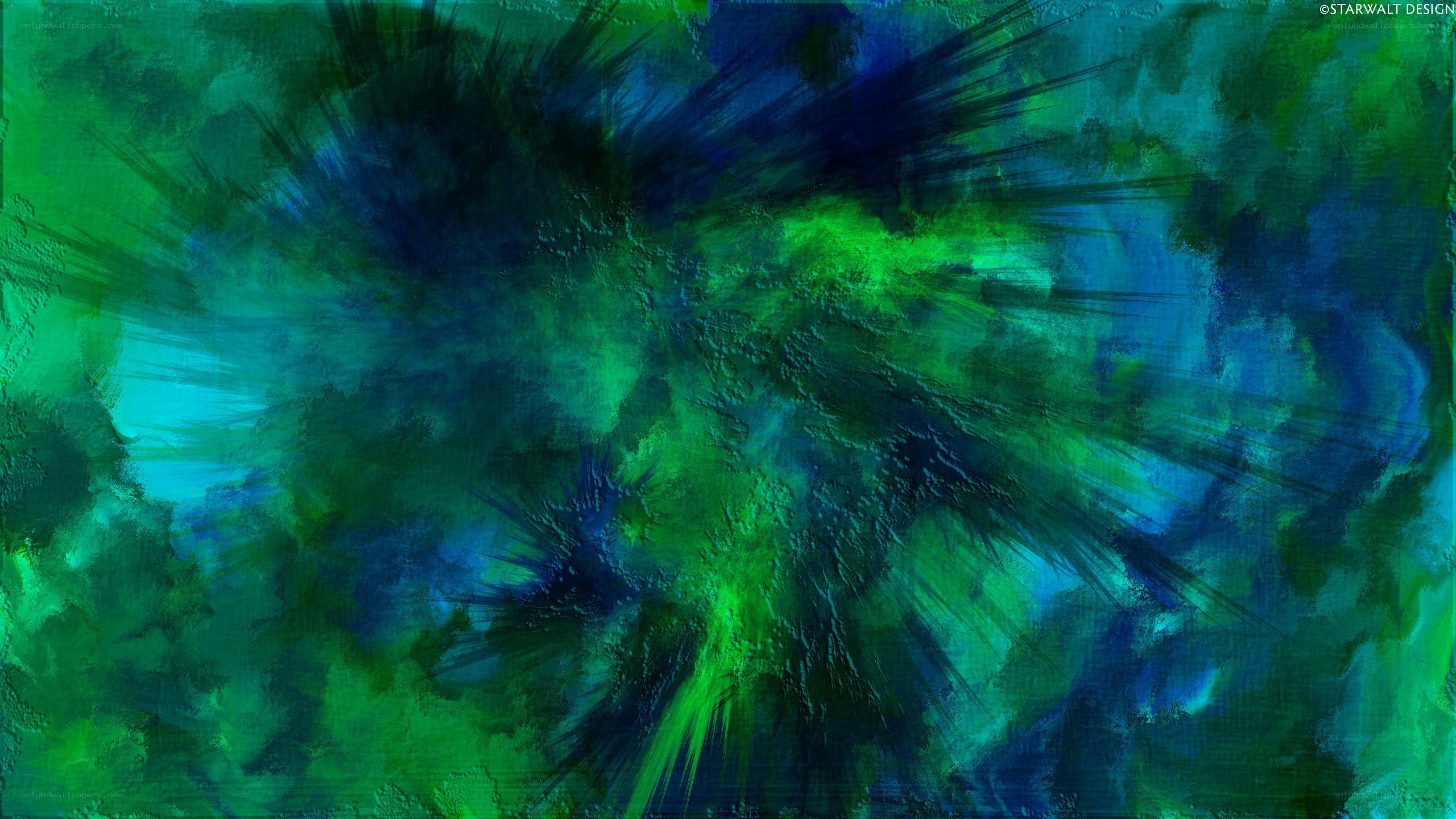 Abstract green and blue explosion