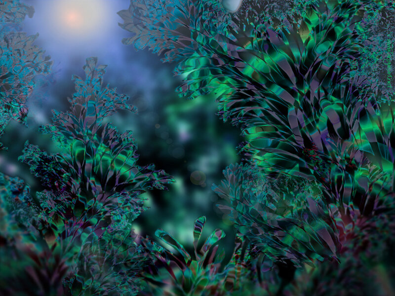 Abstract green and blue foliage
