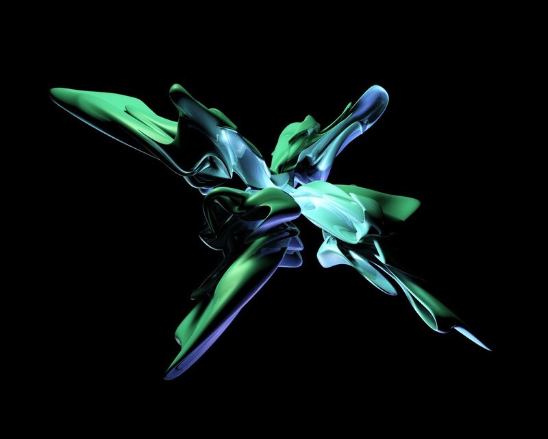 Abstract Green and Blue Form — Dramatic, 3d Render