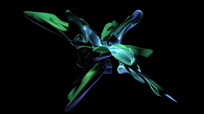 Abstract Green and Blue Form — Dramatic