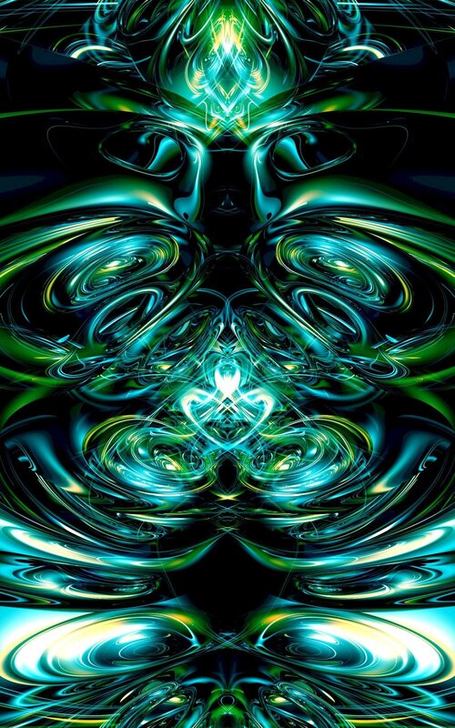 Abstract green and blue fractal art