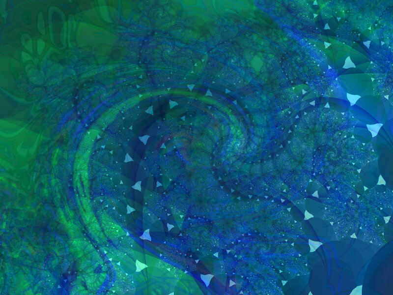 Abstract green and blue fractal swirl