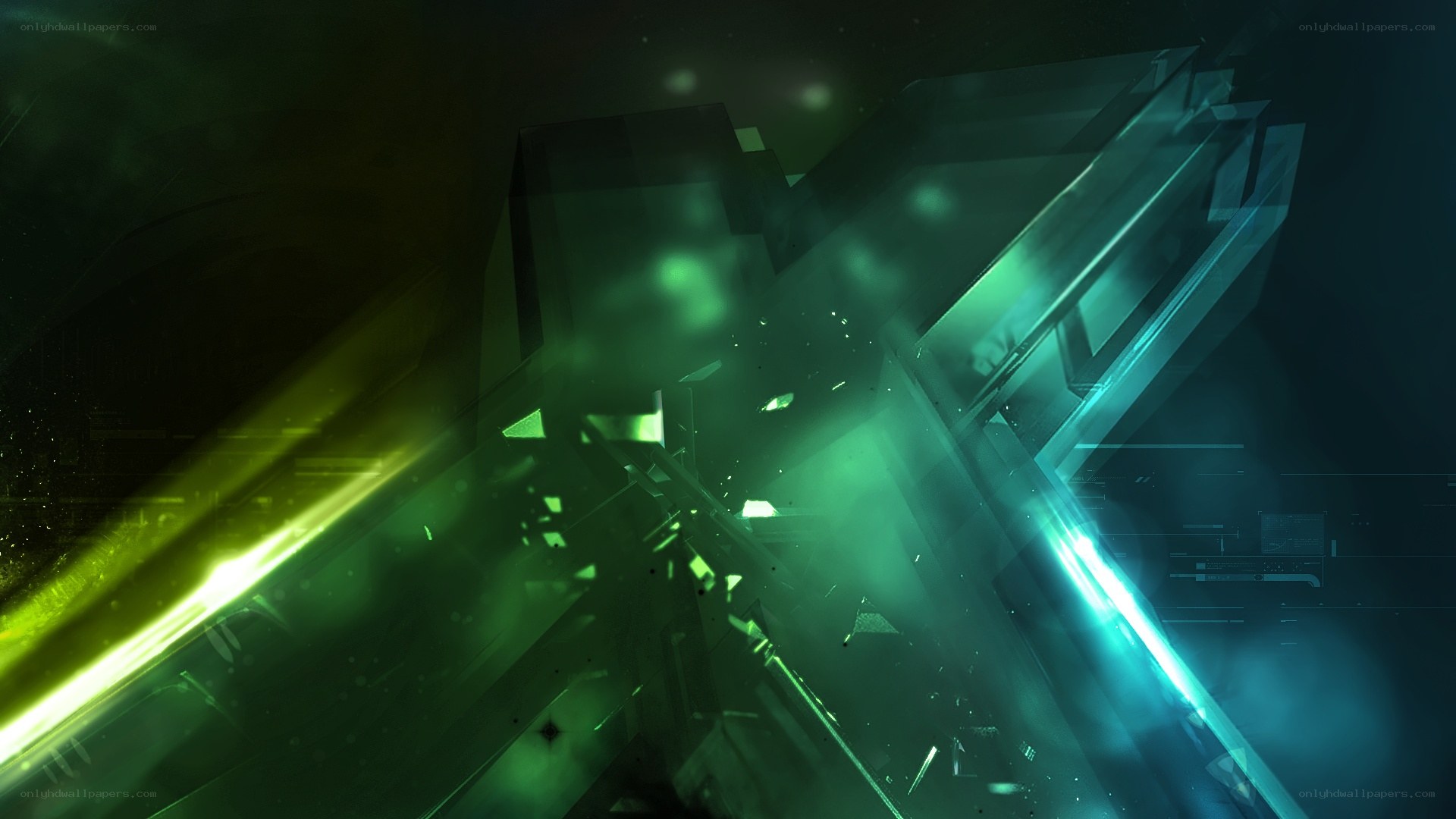 abstract green and blue geometric design
