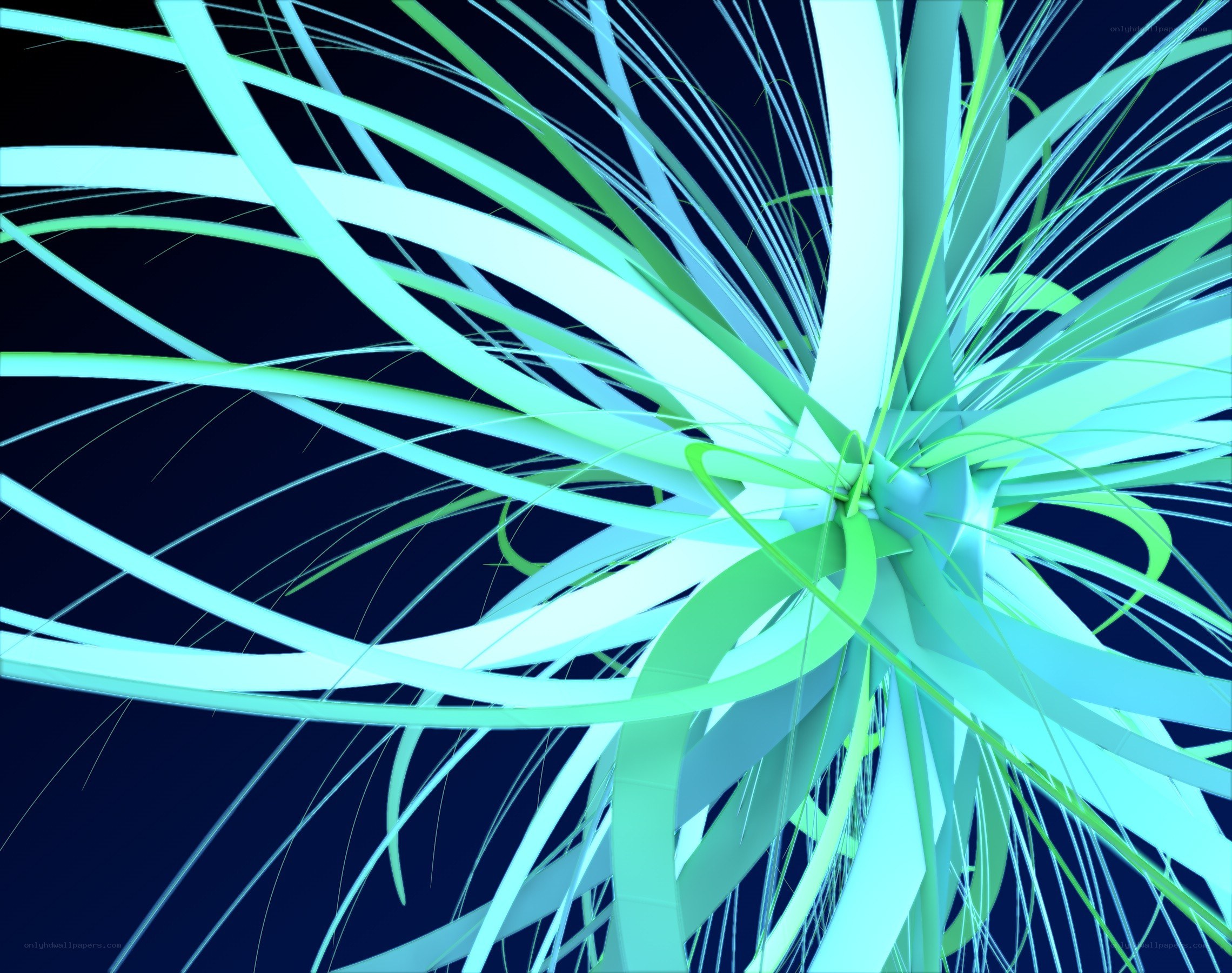Abstract green and blue light strands