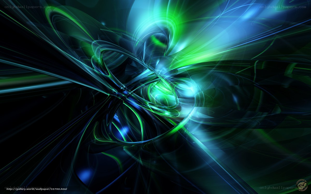 Abstract green and blue light swirl