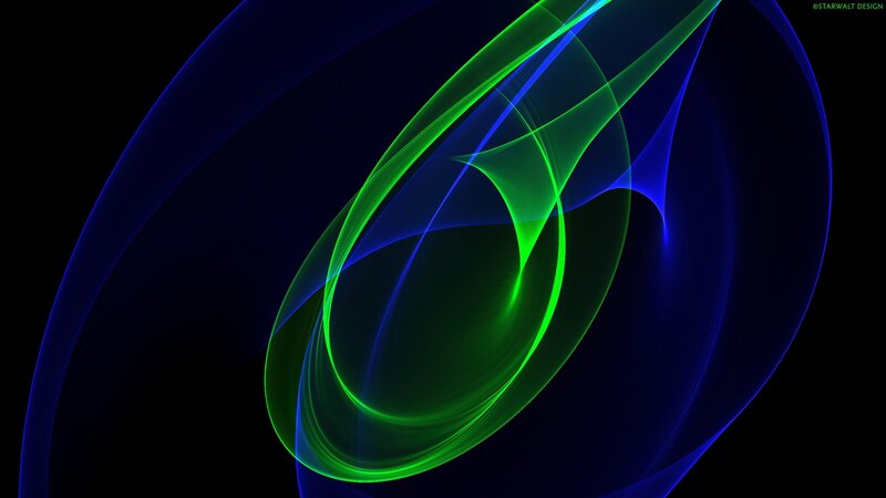 Abstract green and blue light swirls