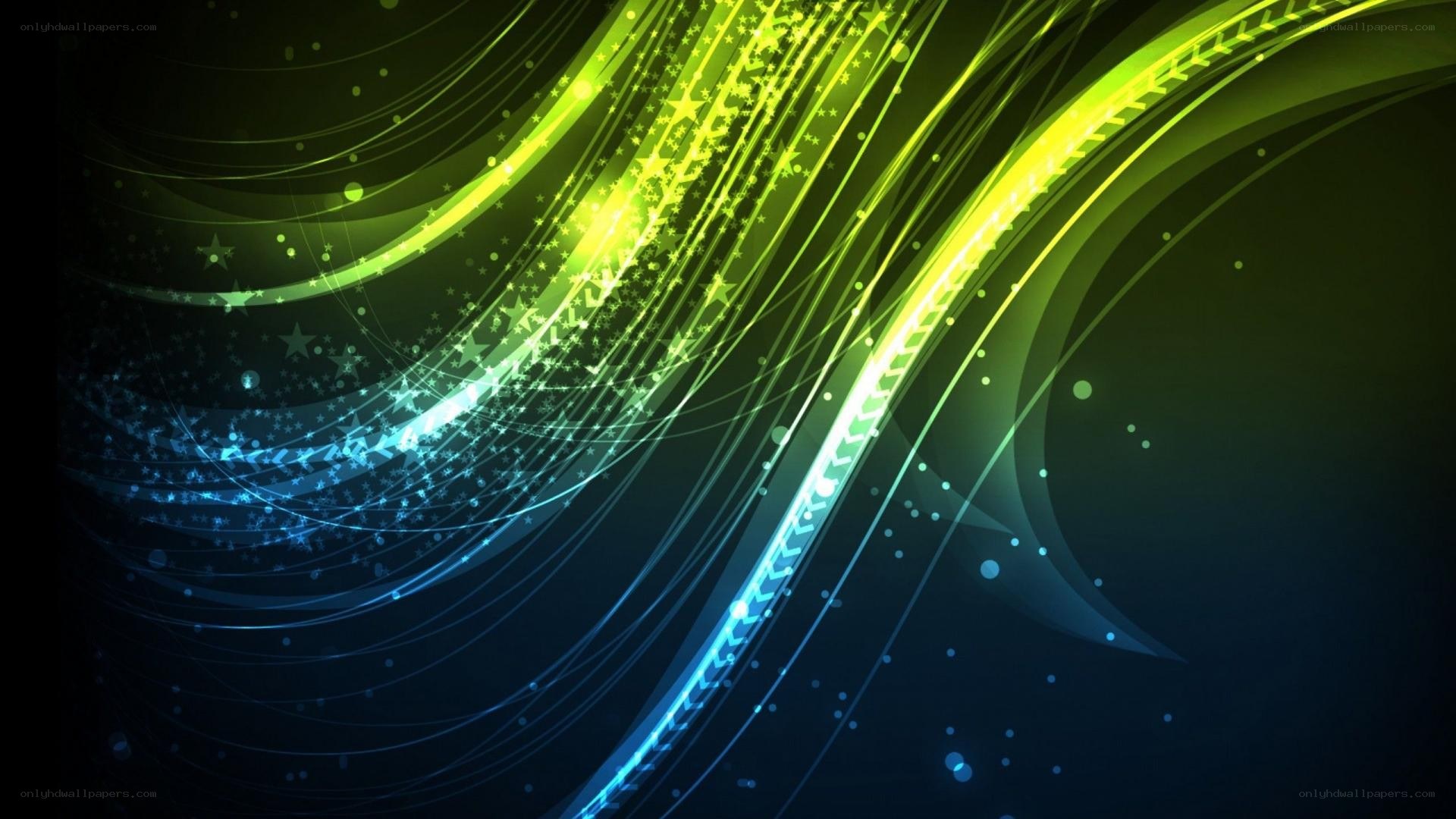 Abstract green and blue light waves