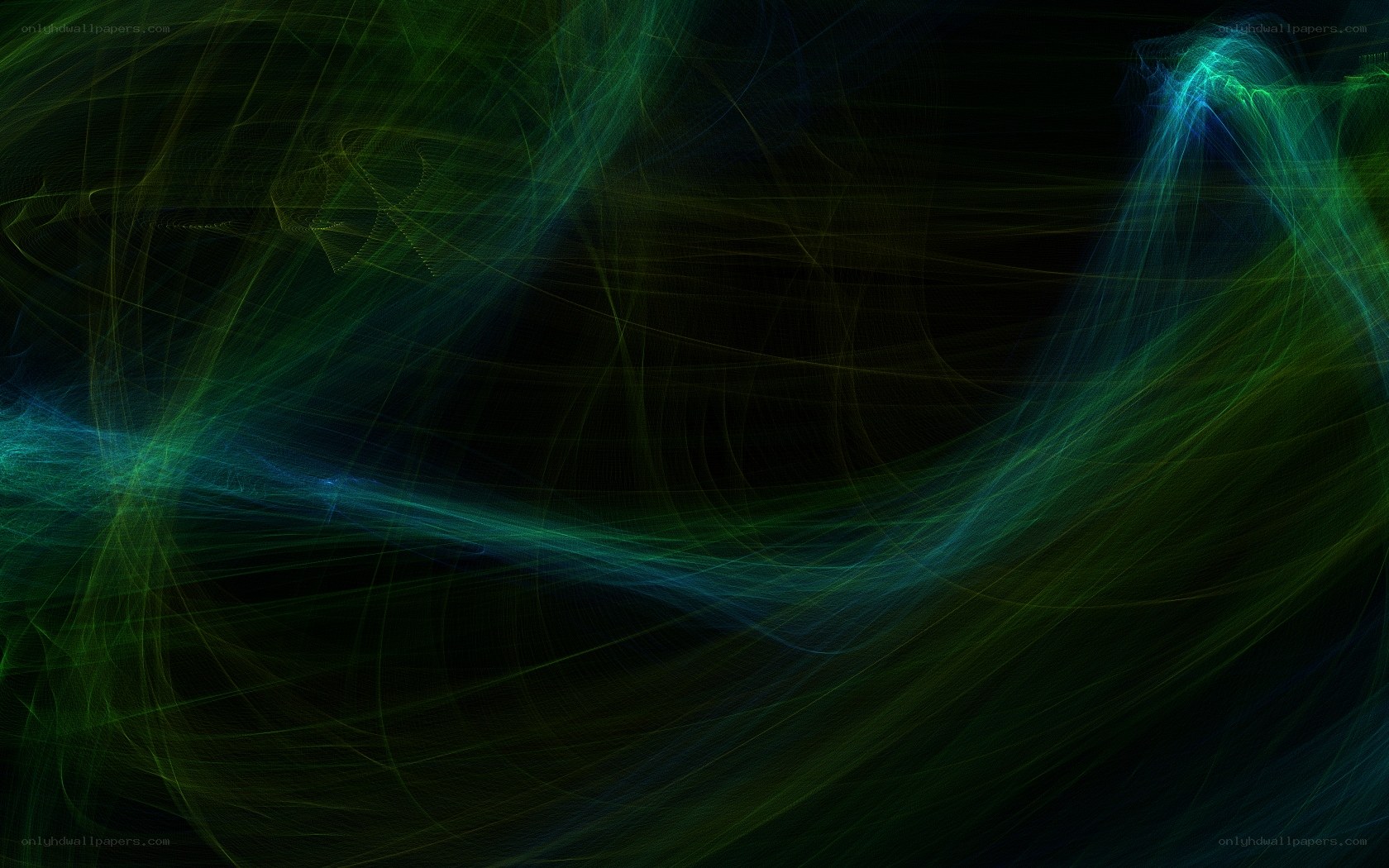 Abstract green and blue light waves