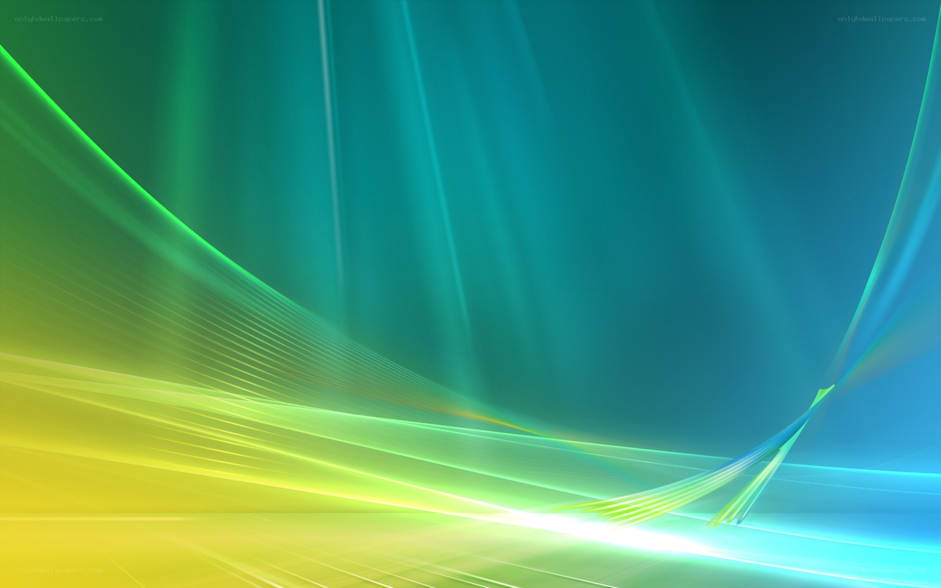 Abstract green and blue light waves