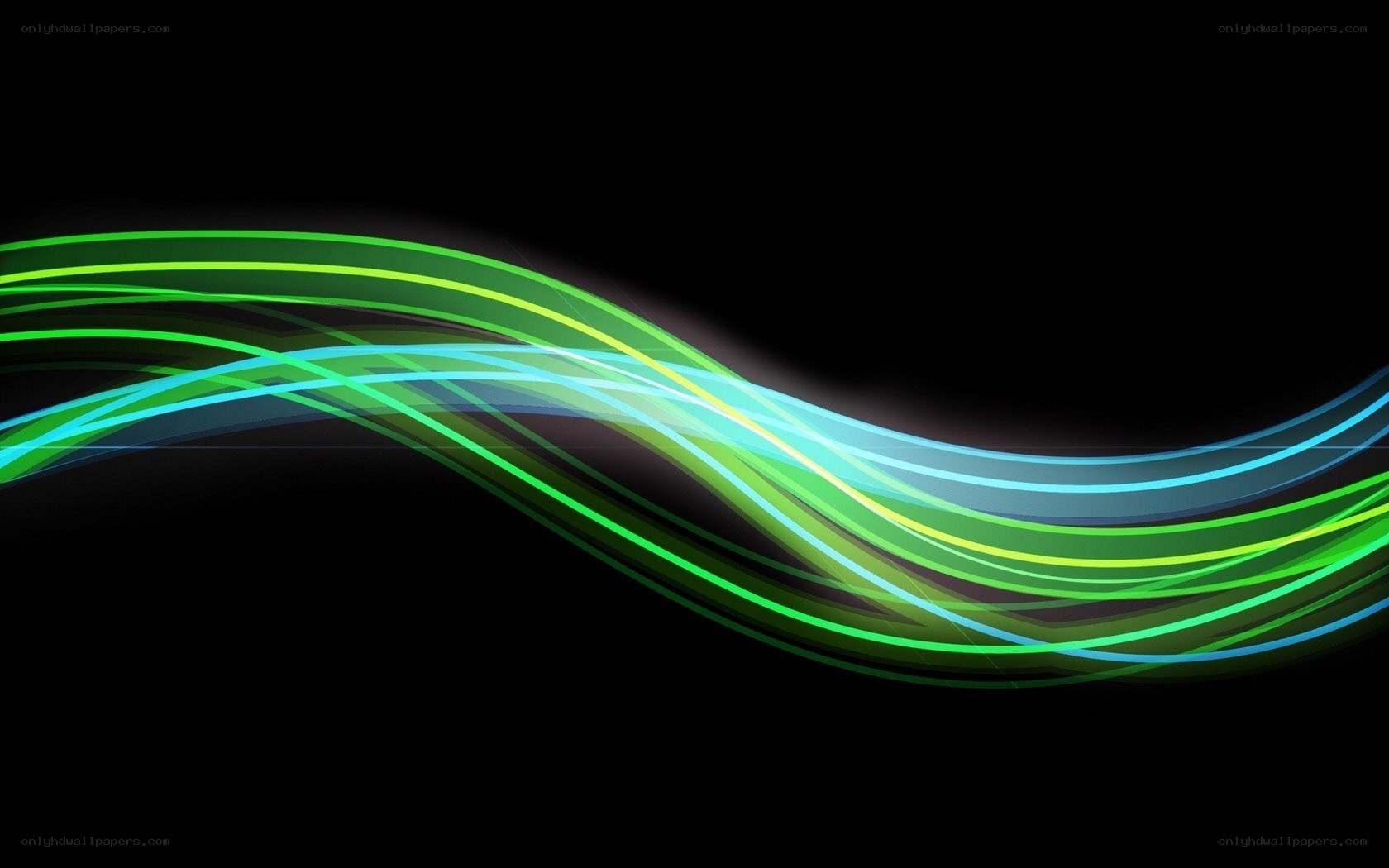Abstract green and blue light waves