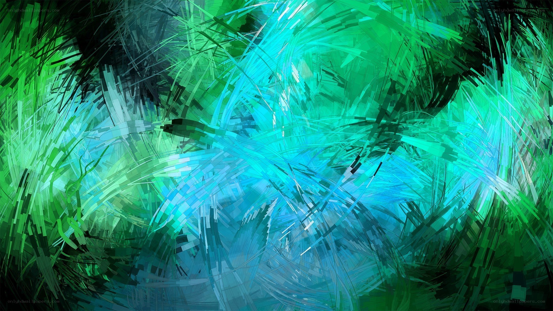 abstract green and blue lines