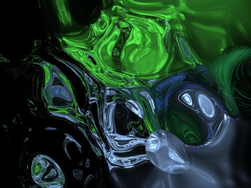 Abstract green and blue liquid swirl