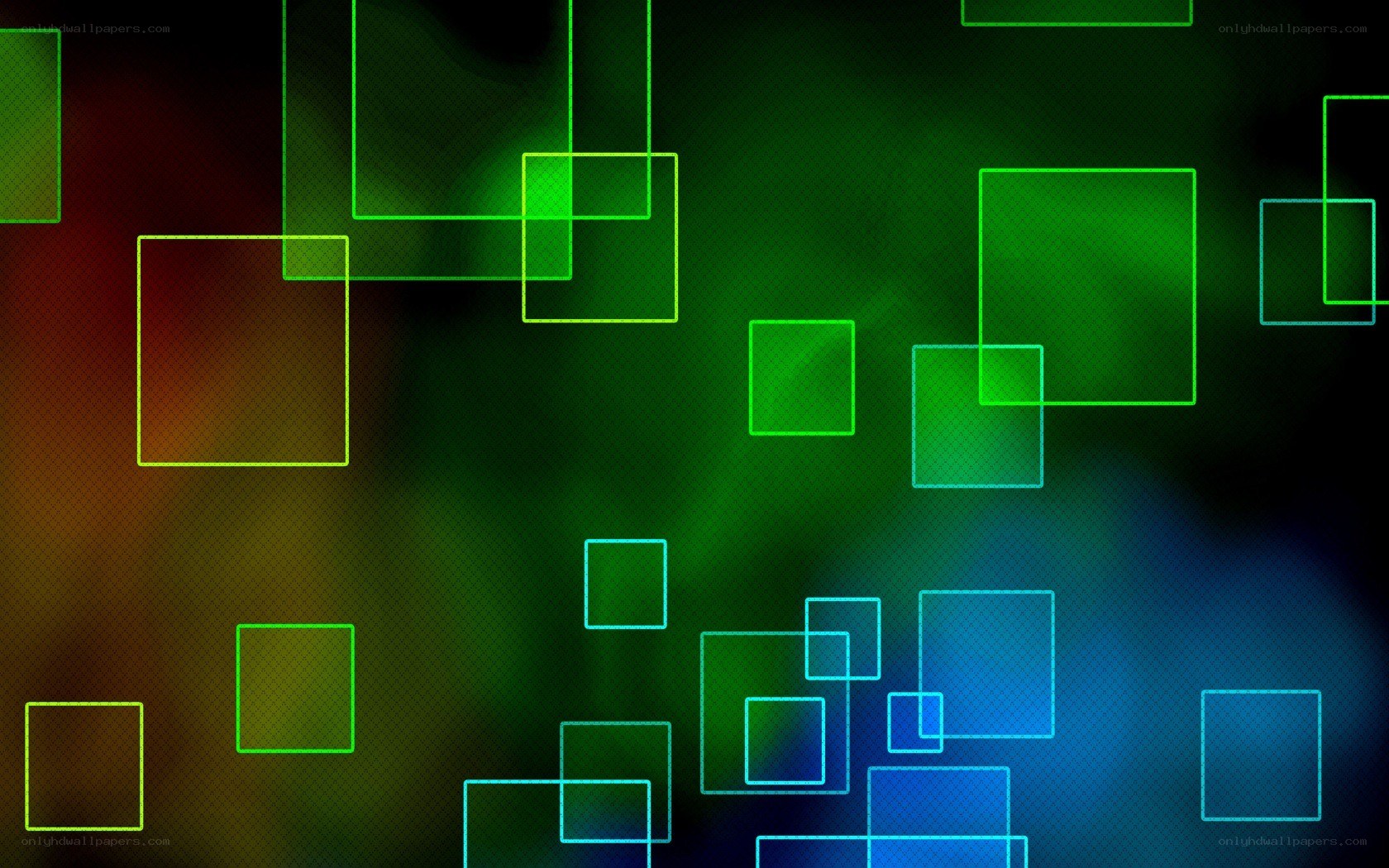 Abstract green and blue squares