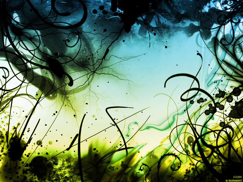 abstract green and blue swirls