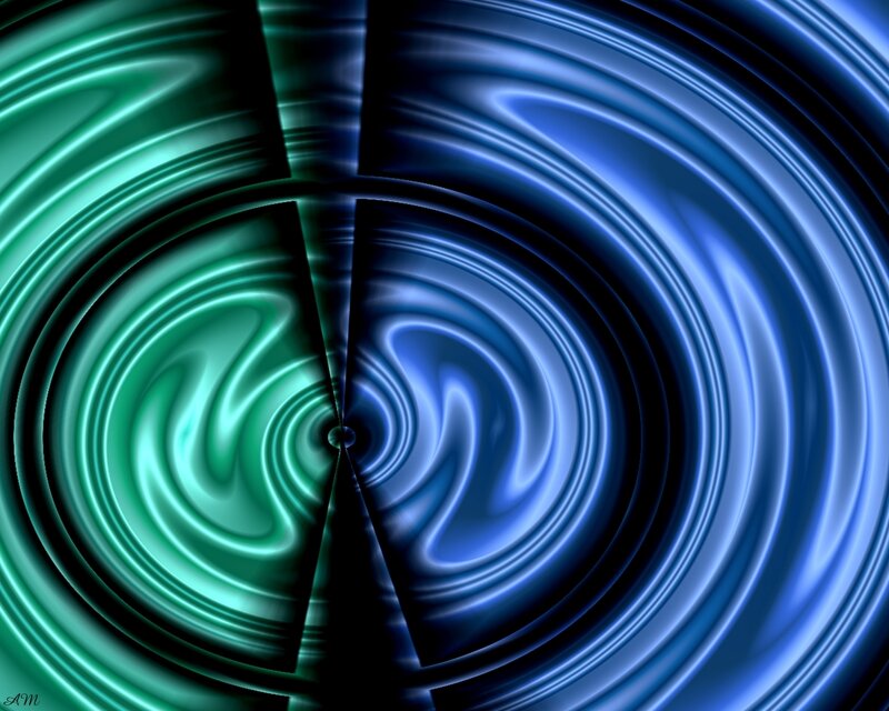 Abstract green and blue swirls